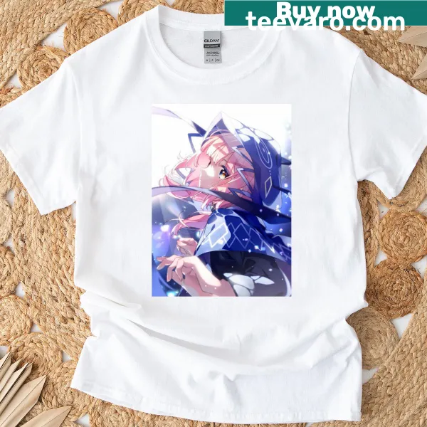Whimsical illustration of Kaf-chan on a t-shirt