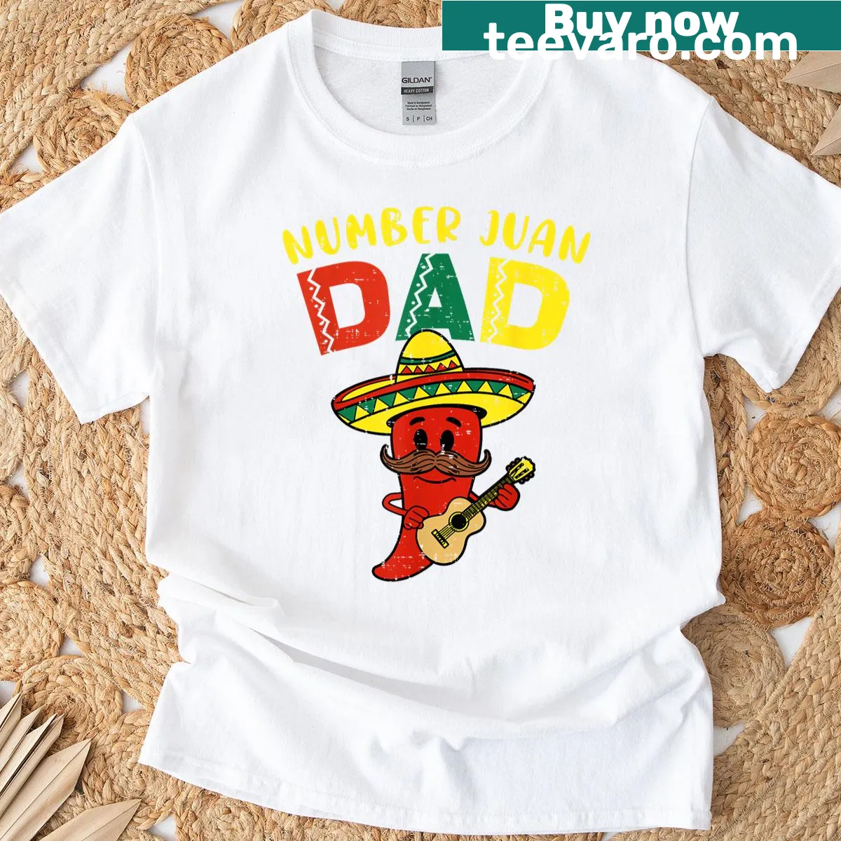 Funny 'Number One Dad' t-shirt with playful design for Mexican fathers — on a men's t-shirt