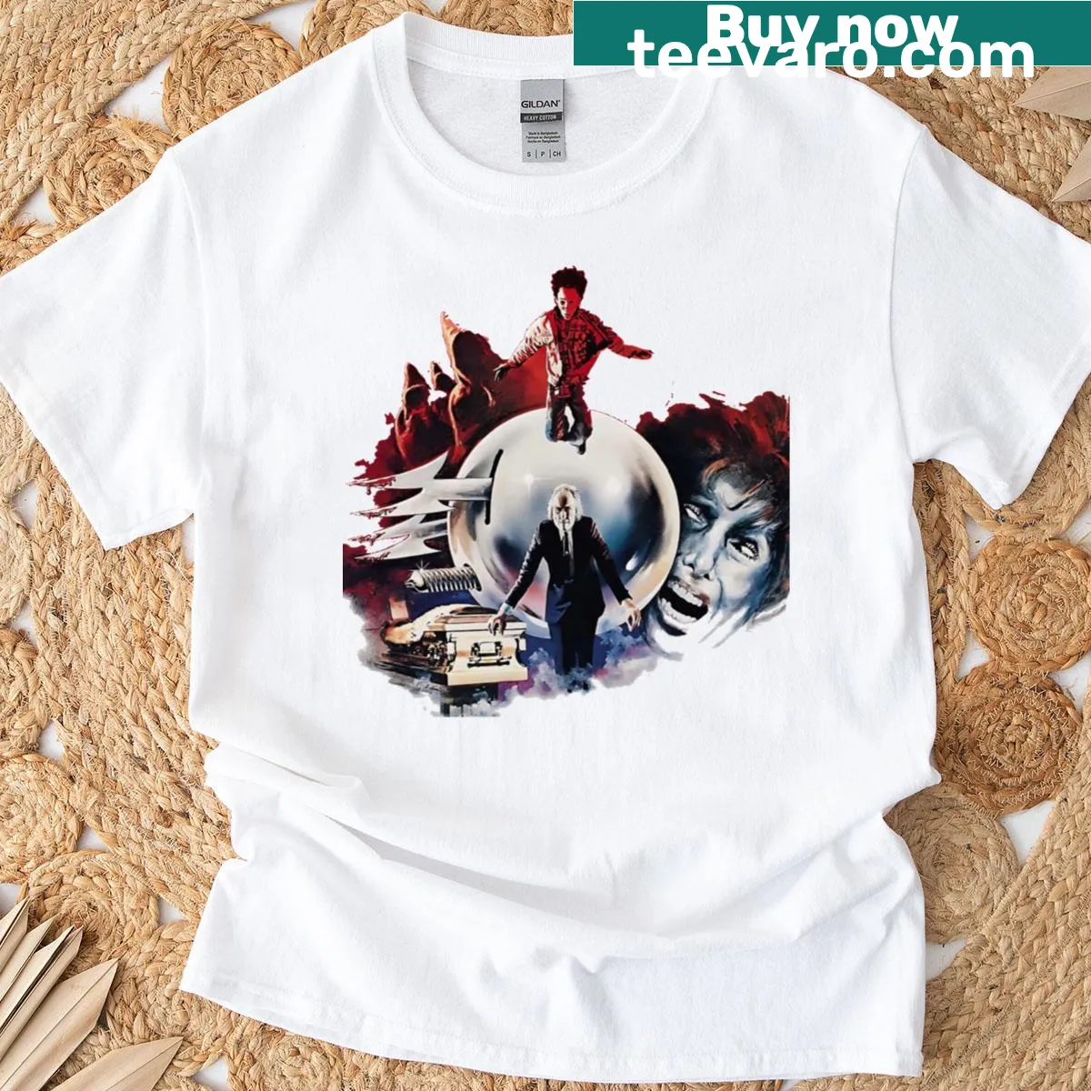 T-shirt featuring ethereal and phantasmic designs — on a men's t-shirt