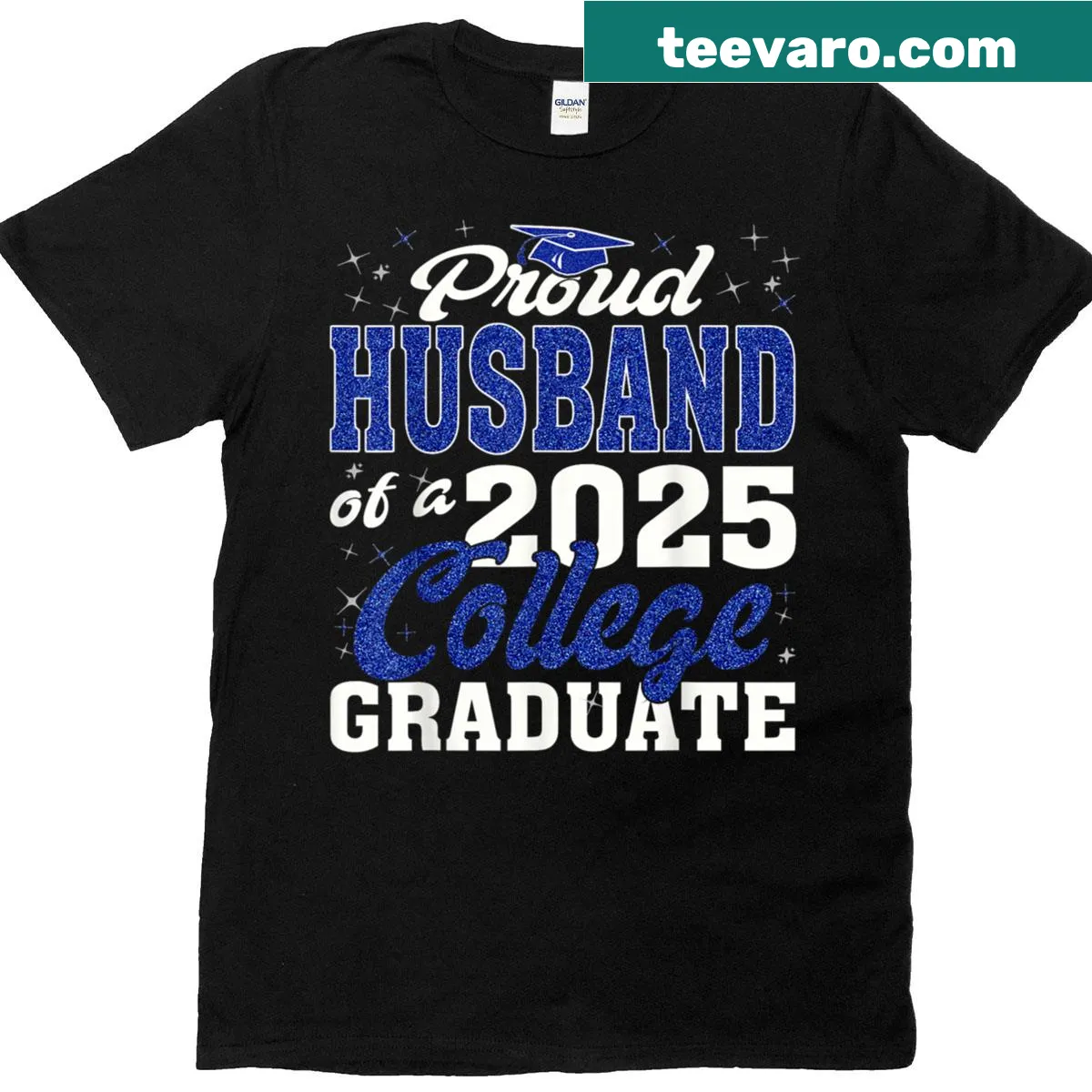 Graduation t-shirt declaring pride in a husband of a graduate — on a men's t-shirt