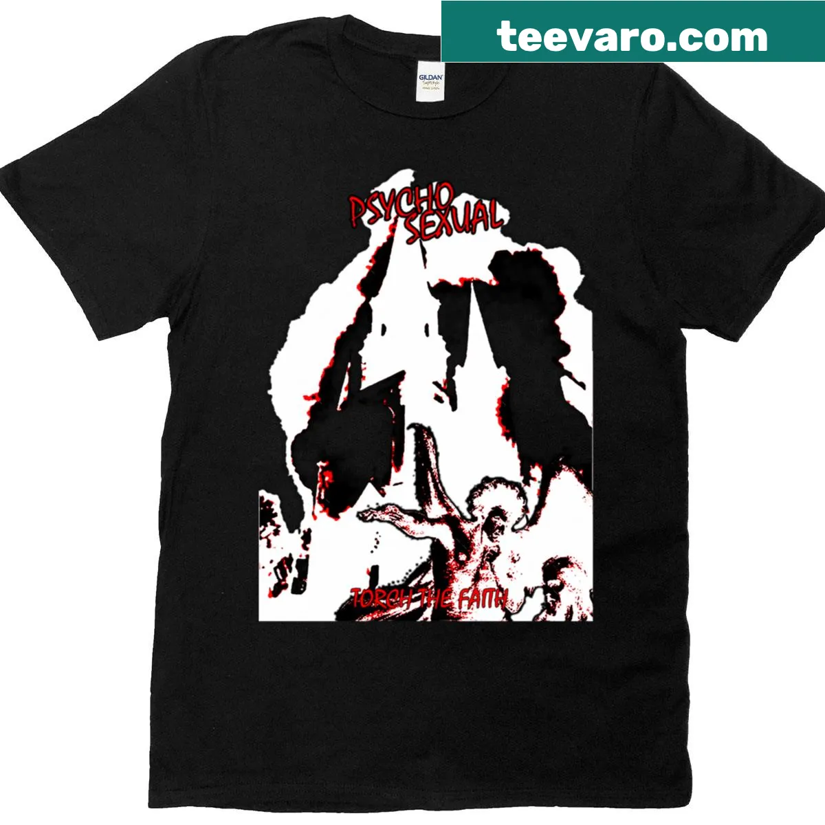 Psychosexual Torch The Faith tribute t-shirt with thoughtful message — on a men's t-shirt