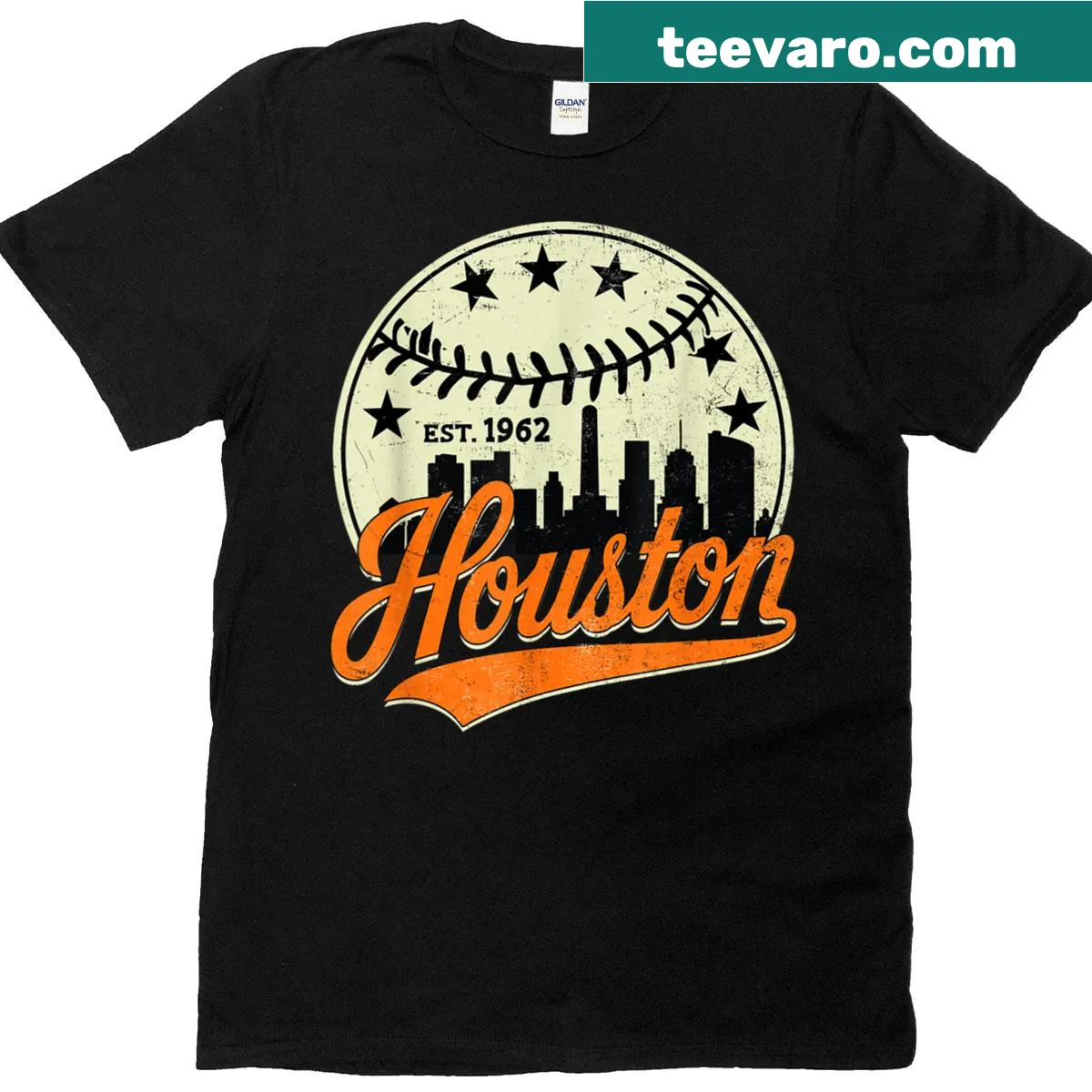 Distressed tee displaying Houston pride with vintage style — on a men's t-shirt