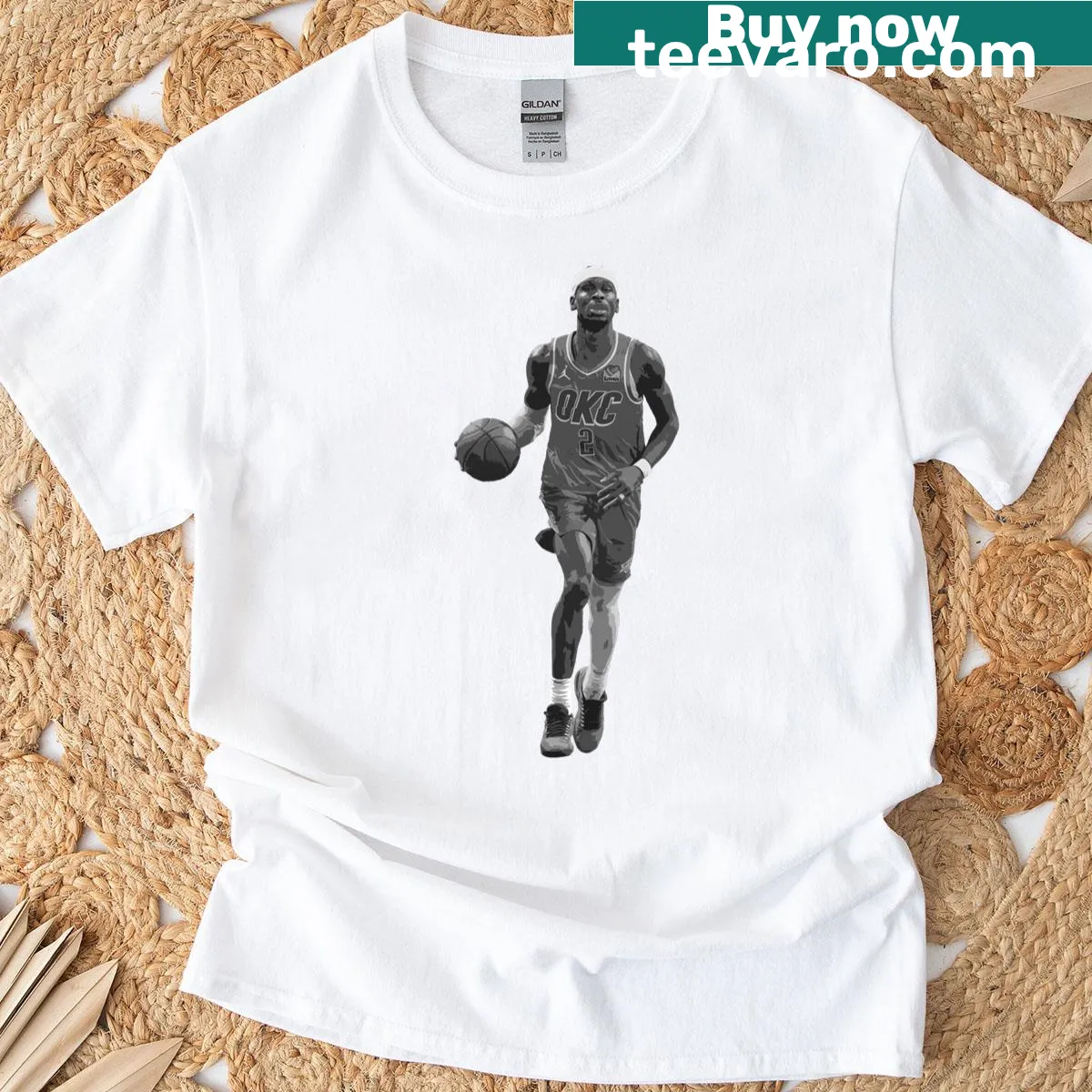 T-shirt honoring Shai Gilgeous-Alexander from the Oklahoma City Thunder — on a men's t-shirt