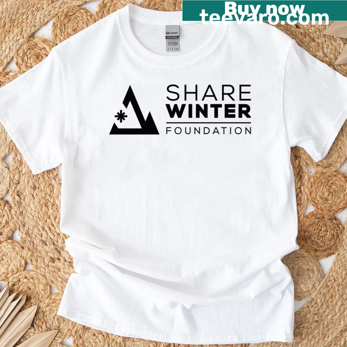 Heartfelt 'Share Winter Foundation' text on t-shirt — on a men's t-shirt