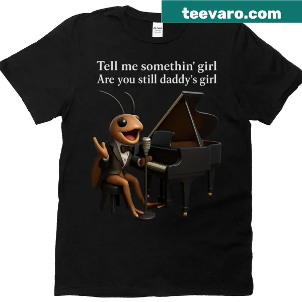 3D art T-shirt featuring a funny cricket playing piano