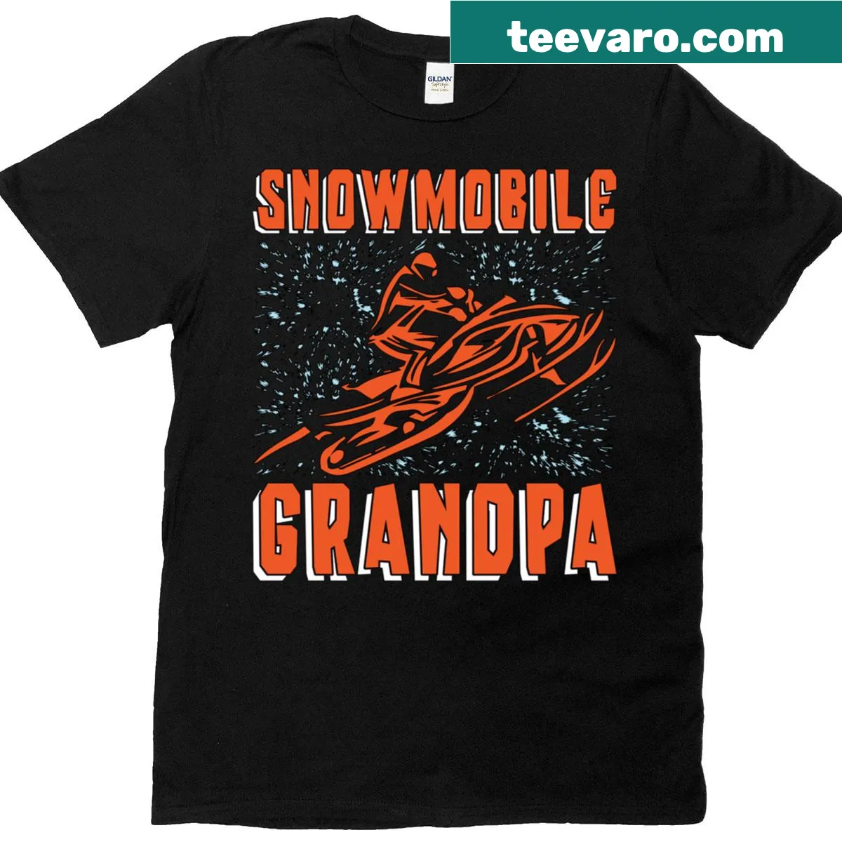 Snowmobile design T-shirt for grandpas who love motorsport — on a men's t-shirt