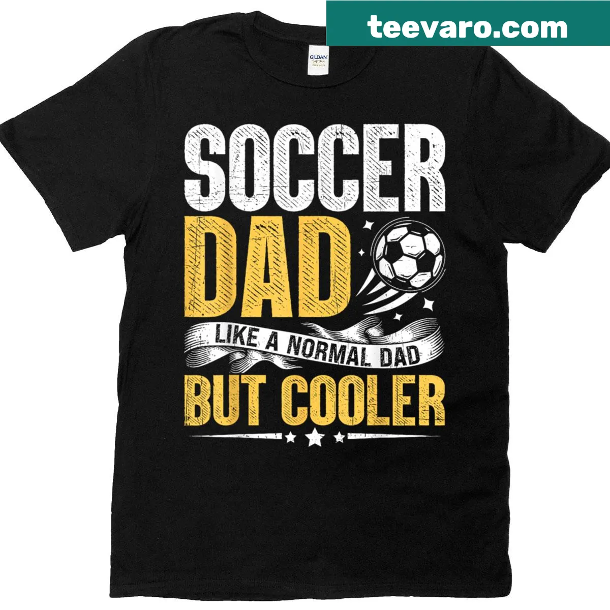 Funny t-shirt for soccer dads with playful text — on a men's t-shirt
