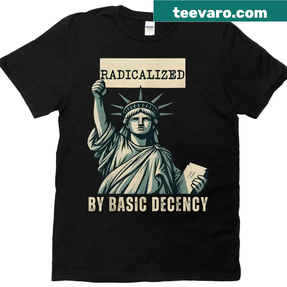 Statue of Liberty graphic on a patriotic t-shirt — on a men's t-shirt