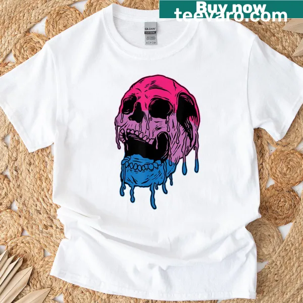 Skull design integrated with Bi Pride flag for bisexuality