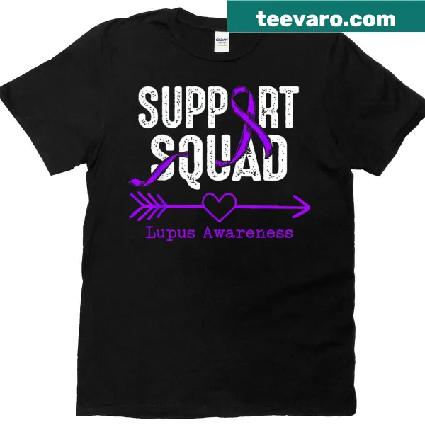 Support Squad lupus warrior T-shirt with heart and arrow graphic