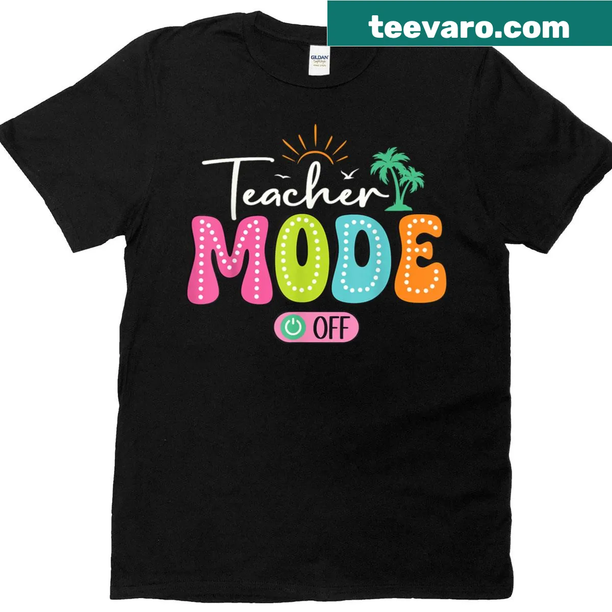 Funny t-shirt saying 'Teacher Mode Off Class Dismissed' — on a men's t-shirt