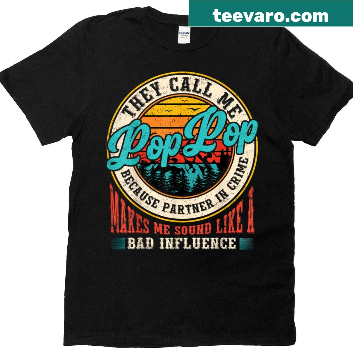Typography t-shirt with 'They Call Me Poppop Because Partner' text — on a men's t-shirt
