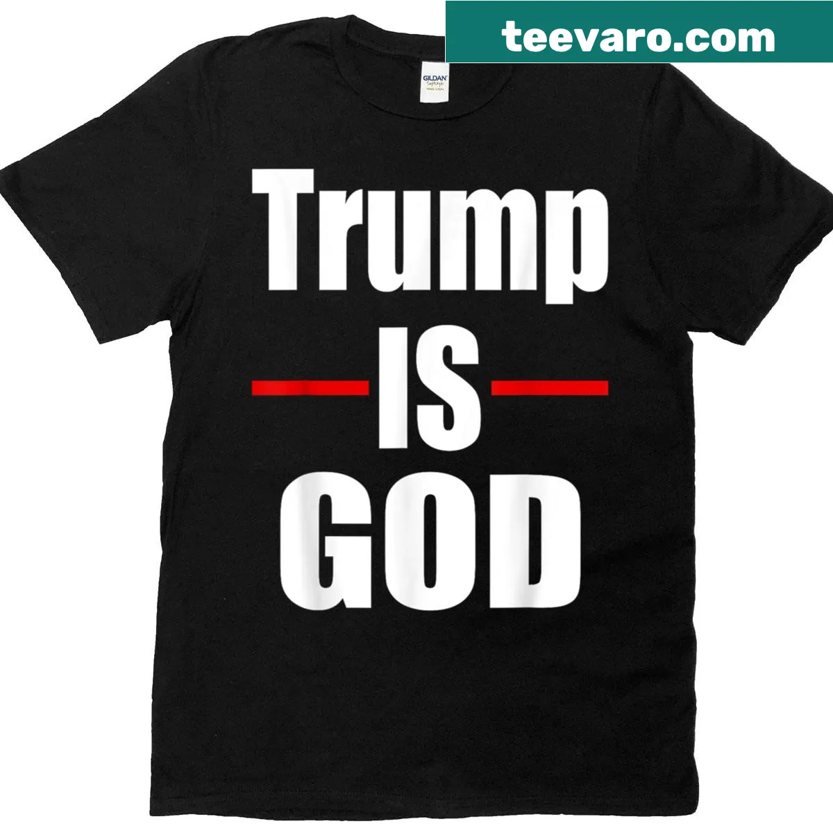 Bold Trump Is God T-shirt with striking typography — on a men's t-shirt