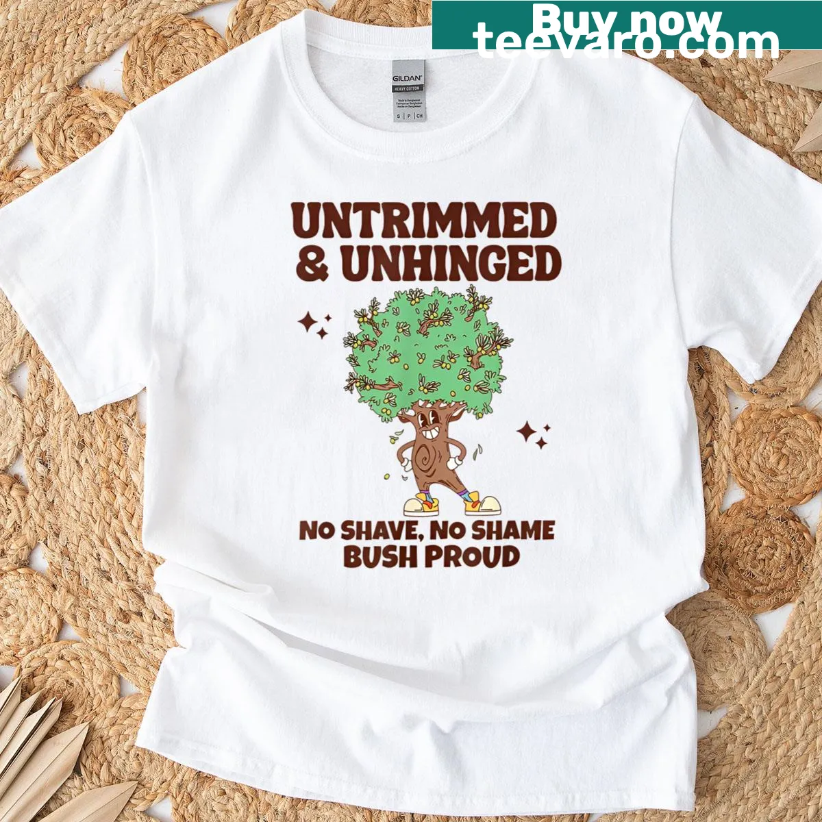 Edgy t-shirt with the phrase 'Untrimmed And Unhinged No Shave No Shame' — on a men's t-shirt
