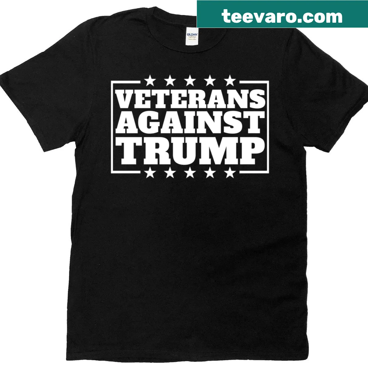 Veterans Against Trump graphic T-shirt for activists — on a men's t-shirt