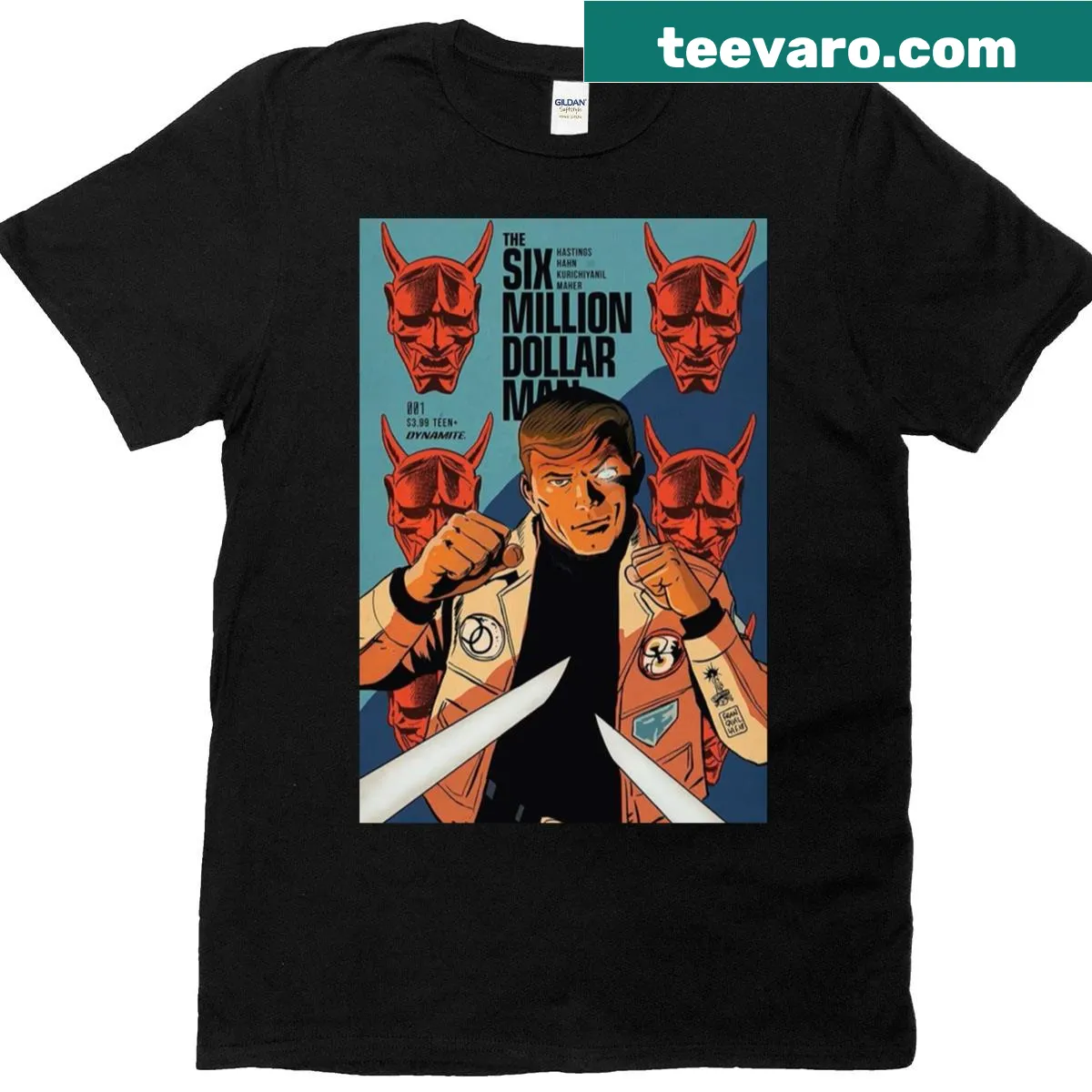 Vintage-style T-shirt with a devil mask graphic for horror fans — on a men's t-shirt