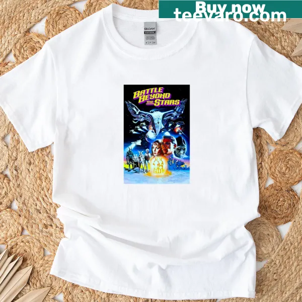 Premium vintage sci-fi T-shirt with pulp art from Battle Beyond The Stars
