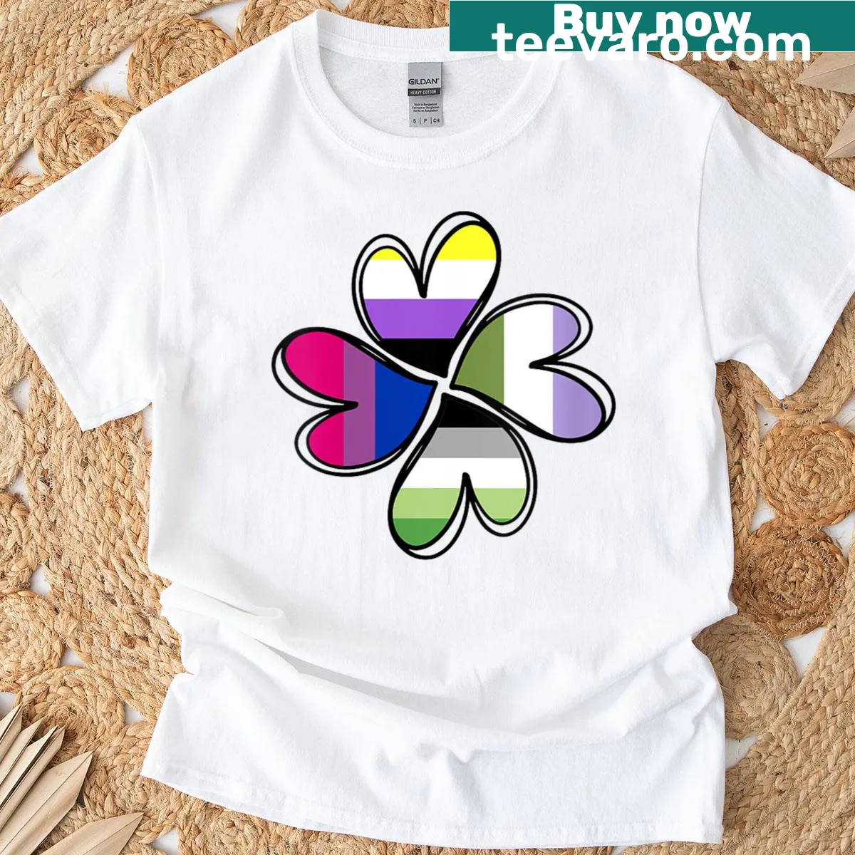 Heart design with various pride flag patterns for LGBTQ+ pride. — on a men's t-shirt
