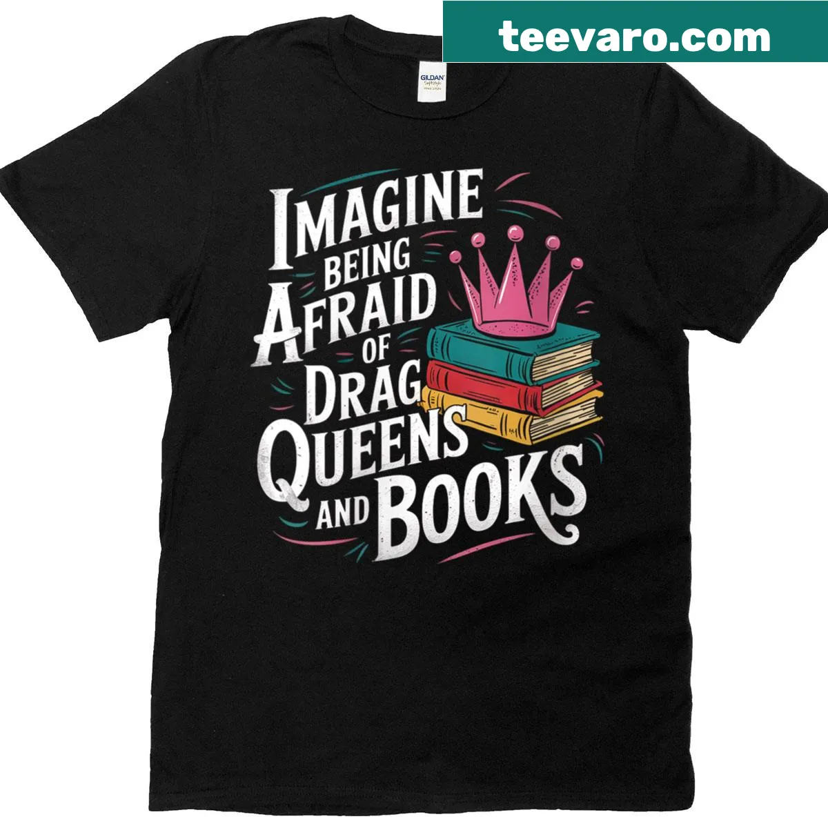 Funny LGBTQ pride t-shirt with a playful phrase about drag queens — on a men's t-shirt