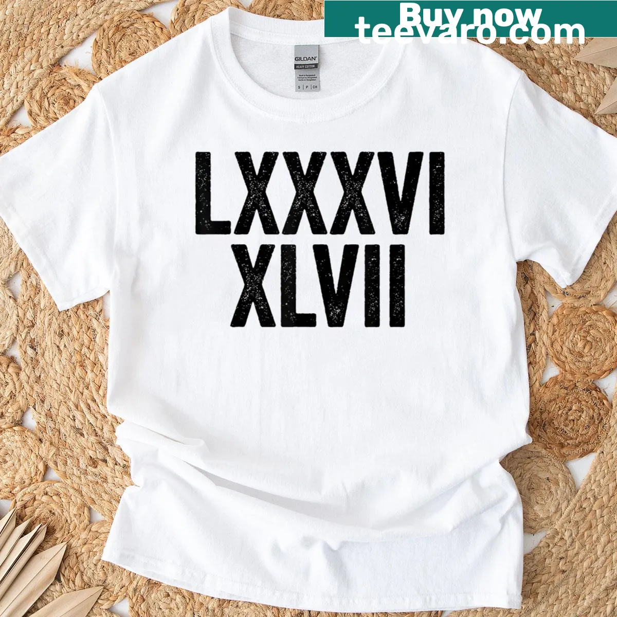 Subtle anti-Trump T-shirt with Roman numerals — on a men's t-shirt