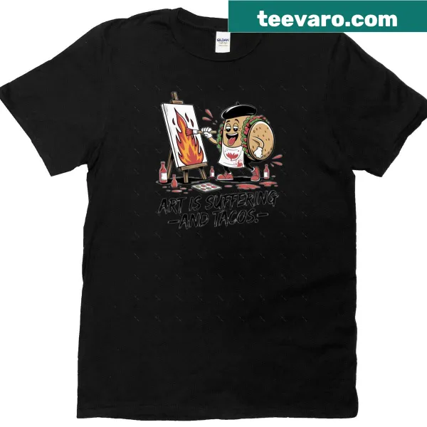 Oversized T-shirt with humorous taco and art design