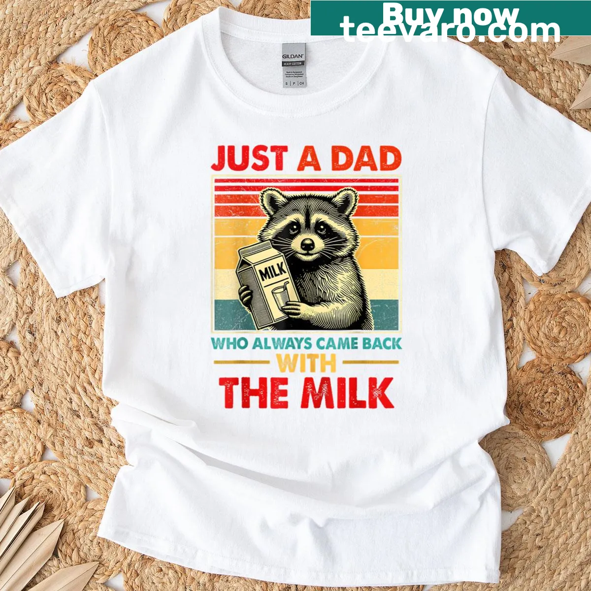 Funny Father's Day T-shirt with 'Back With The Milk' text. — on a men's t-shirt