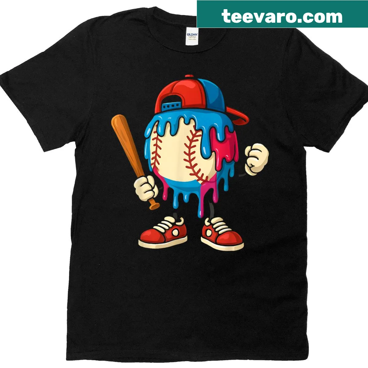 Youth T-shirt featuring baseball and ice cream graphics — on a men's t-shirt