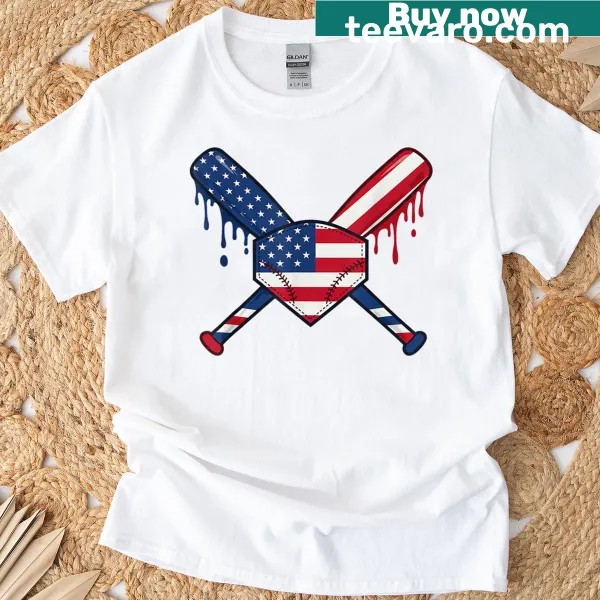 Youth baseball T-shirt with fun ice cream drip design