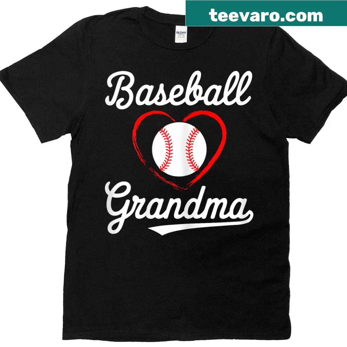 Baseball-themed T-shirt for grandmas, featuring heart graphics. — on a men's t-shirt
