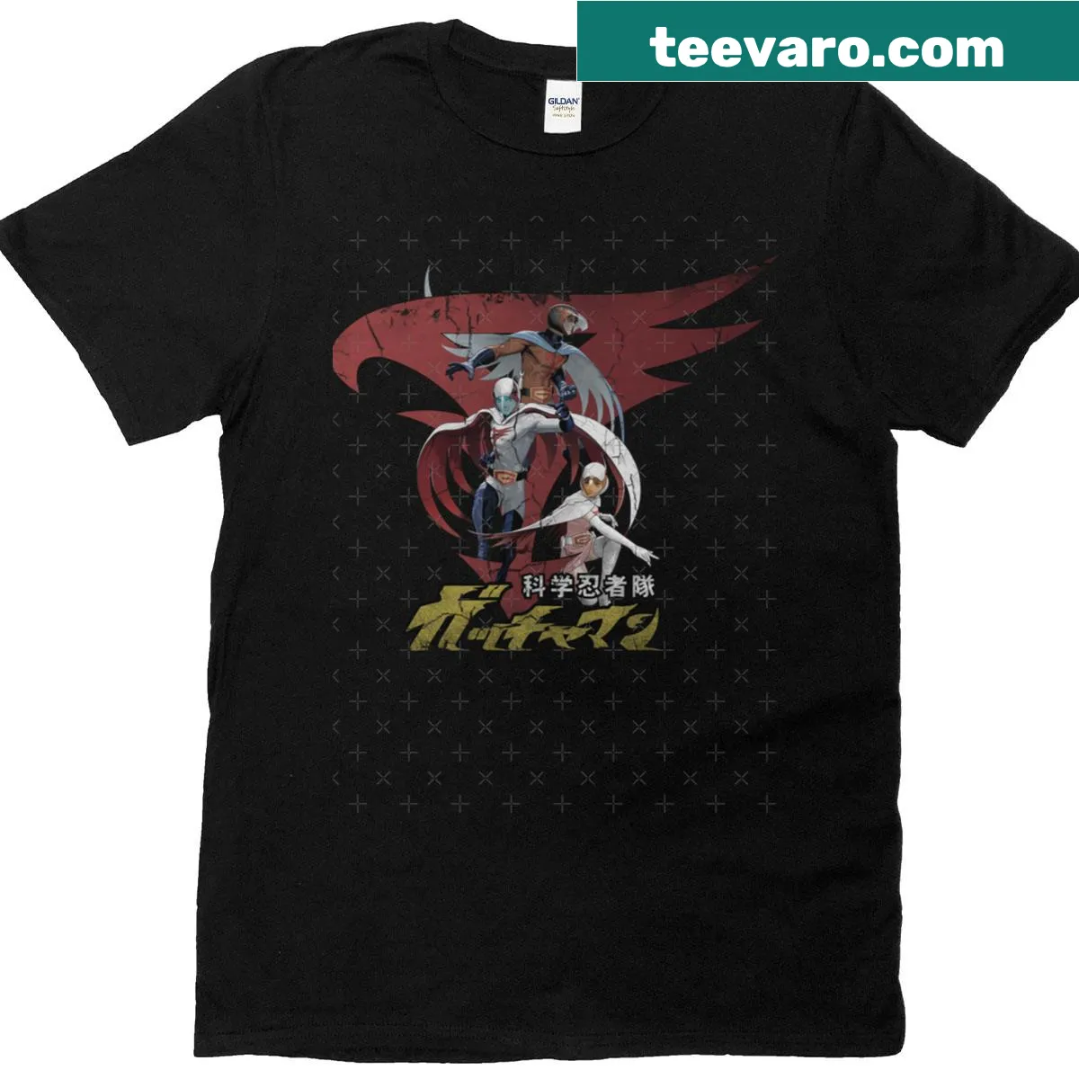 Illustrated graphic T-shirt representing Battle Of The Planets Gatchaman — on a men's t-shirt