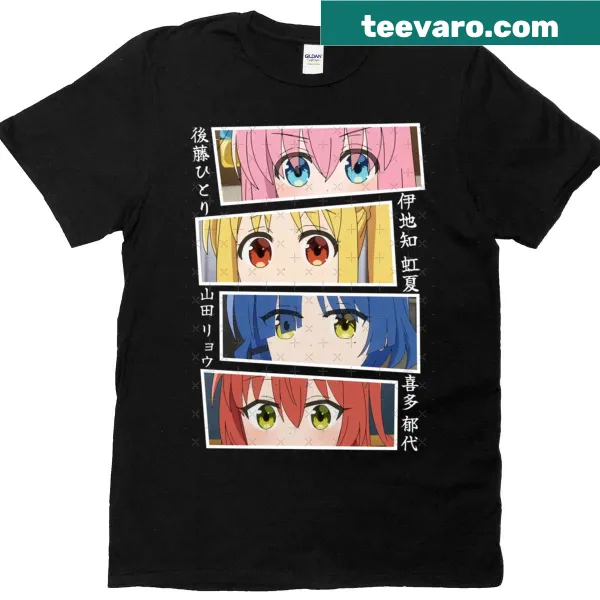 Illustrated Bocchi The Rock T-shirt embodying music themes