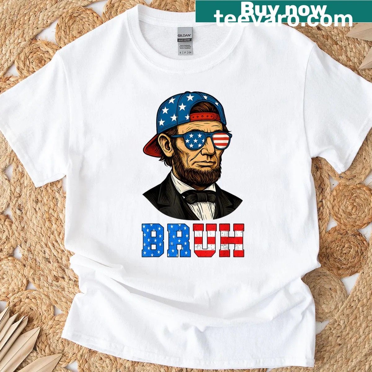 Humorous Abraham Lincoln t-shirt for kids celebrating patriotism — on a men's t-shirt