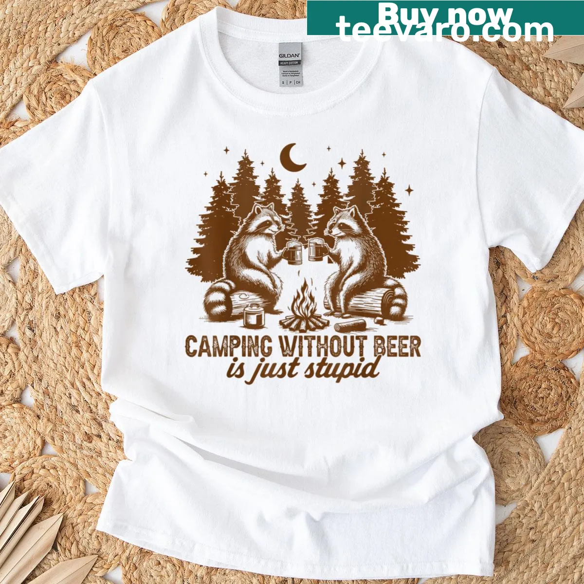 Funny T-shirt about camping and beer for outdoor lovers — on a men's t-shirt