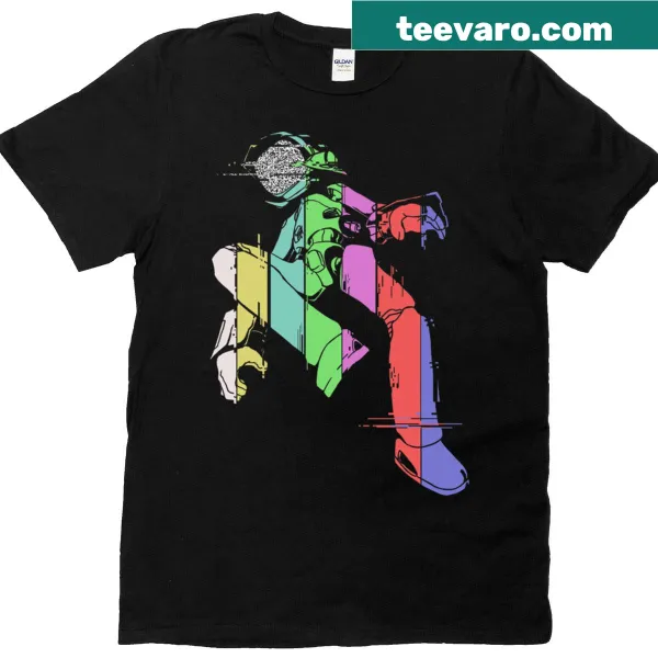 Glitch art T-shirt featuring distorted text design