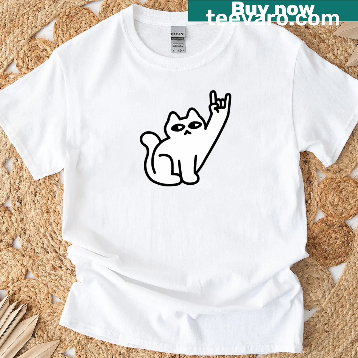Text graphic stating 'Cats Like Metal' — on a men's t-shirt