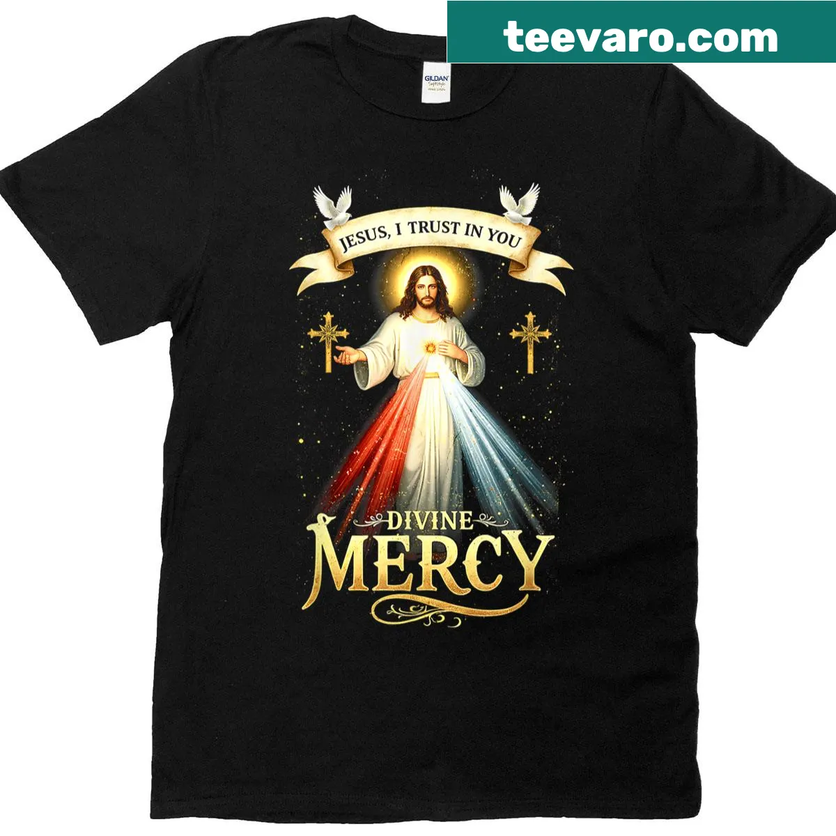 Hand-lettered t-shirt featuring a depiction of Jesus — on a men's t-shirt