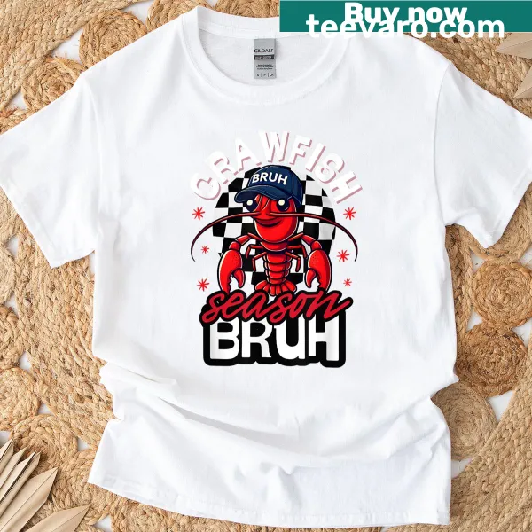 Funny crawfish graphic with a hat on a t-shirt