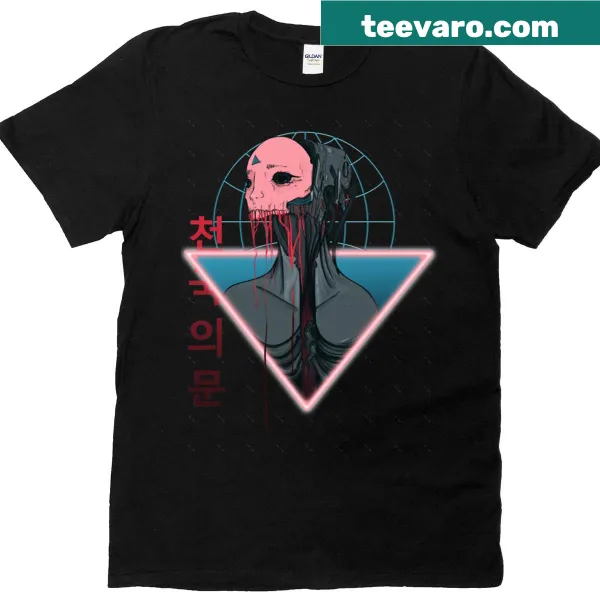 Cyberpunk-themed oversized t-shirt featuring a detailed robot illustration