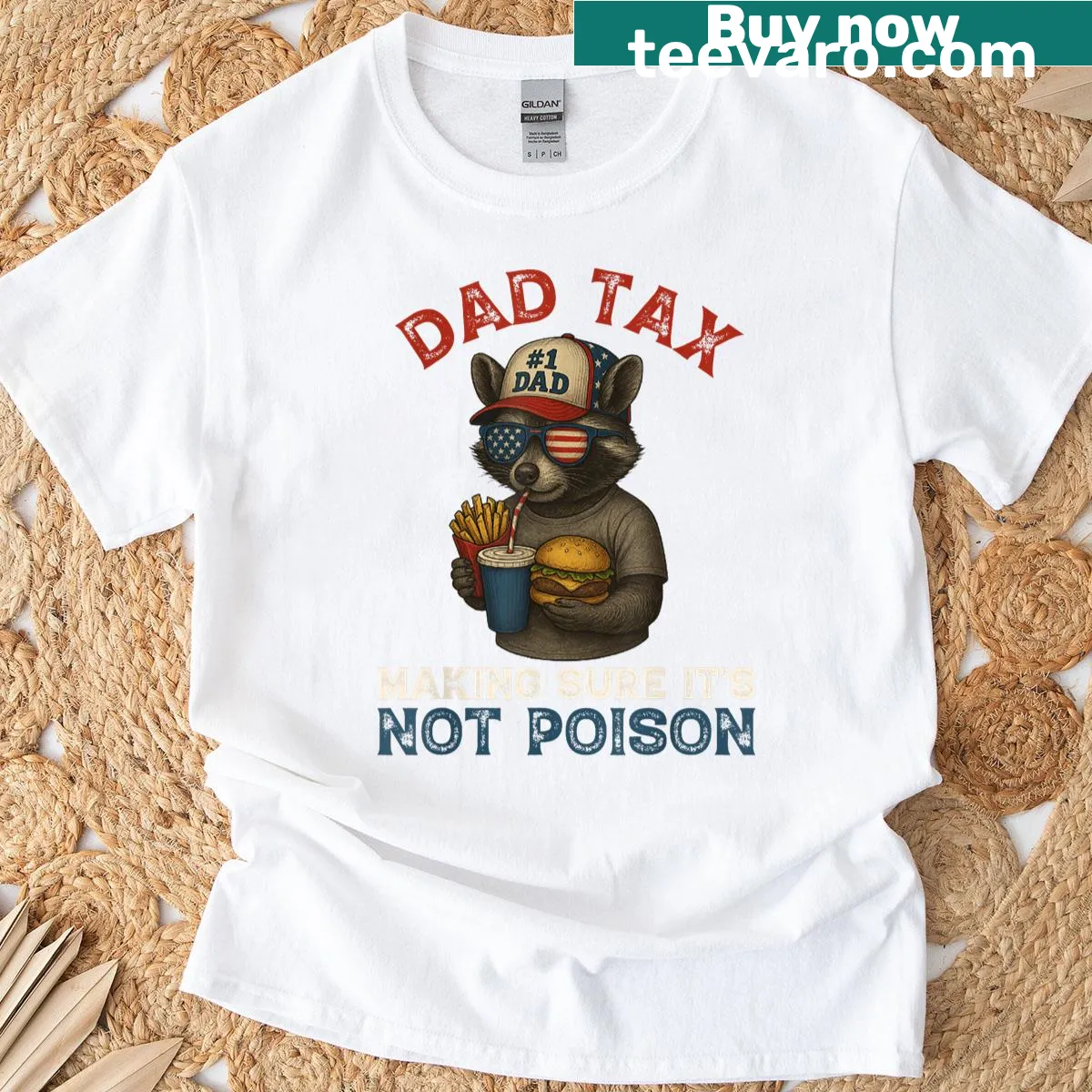 Funny Dad Tax slogan graphic — on a men's t-shirt