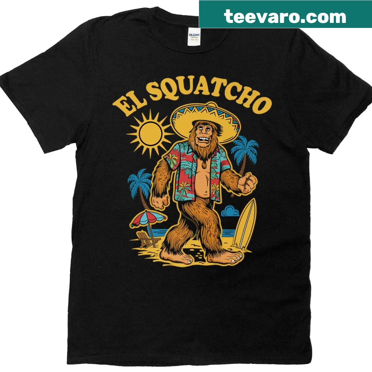 Funny Sasquatch illustration on a premium T-shirt — on a men's t-shirt