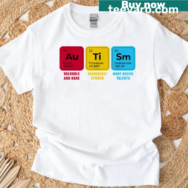 Periodic table graphic promoting autism awareness