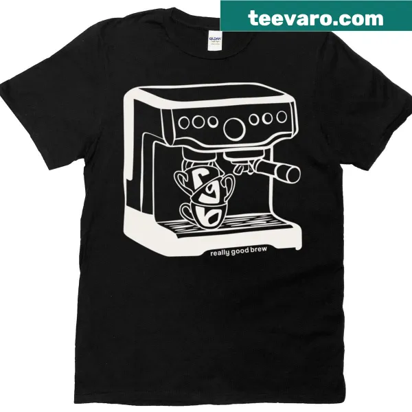 Espresso-themed graphic t-shirt featuring playful typography