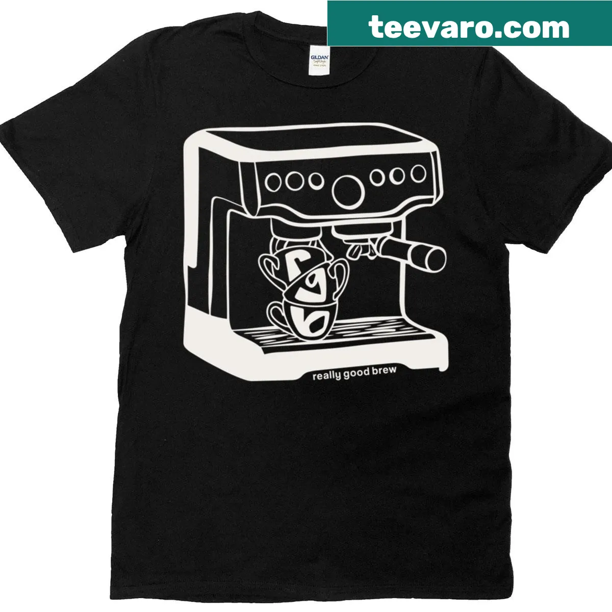 Espresso-themed graphic t-shirt featuring playful typography — on a men's t-shirt