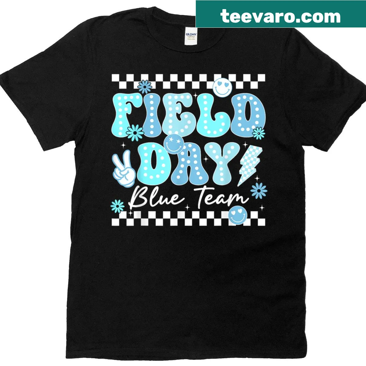 Sporty Field Day team competition t-shirt — on a men's t-shirt