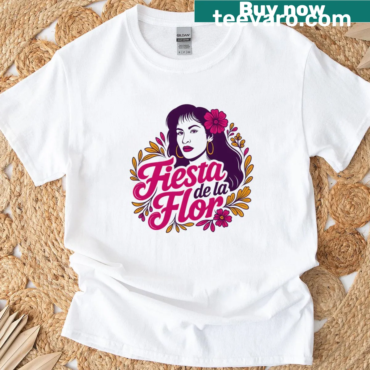 Vintage-style T-shirt celebrating Selena Quintanilla's legacy. — on a men's t-shirt