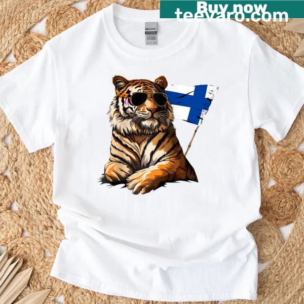 Finnish flag and tiger on a raglan T-shirt