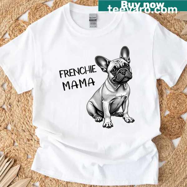 Cute illustration of a French bulldog on a dog mom T-shirt