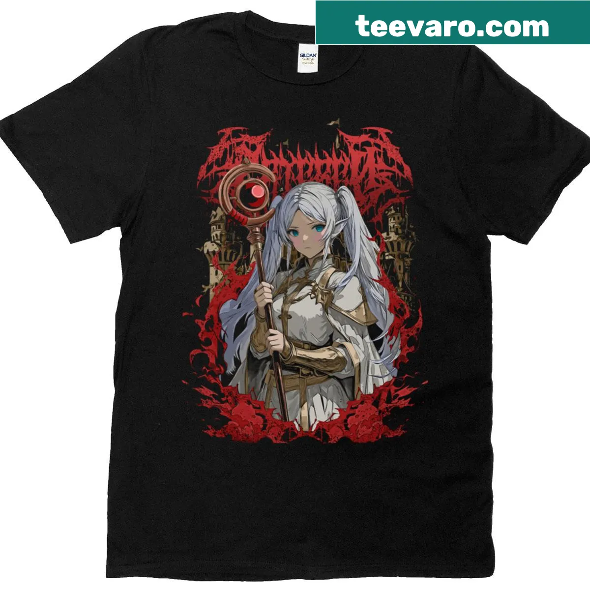 Heavy metal graphic design t-shirt — on a men's t-shirt