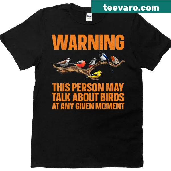 Humorous bird watching cartoon graphic on a T-shirt
