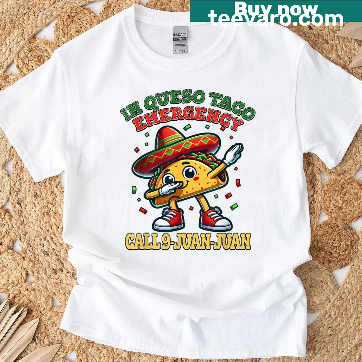 Funny Cinco de Mayo taco fiesta T-shirt with humorous saying — on a men's t-shirt